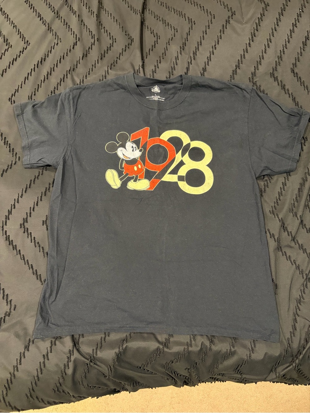 Disney Black Tee with Retro 1928 Mickey Graphic